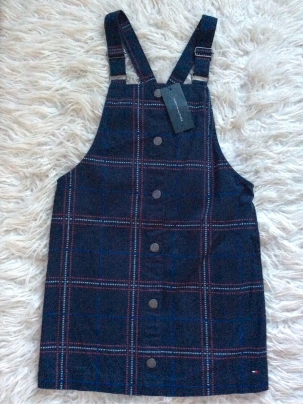 NWT Tommy Hilfiger Girl’s Plaid Twill Overall Dress